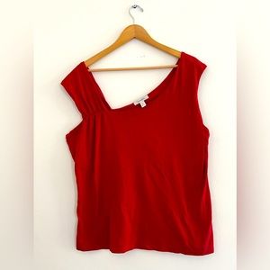 Dress Barn Off The Shoulder Sleeve Red Cotton Tank Size 18/20